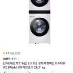 LG 트롬 워시타워 W21WAM 세탁기건조기 24/21kg