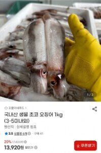 오징어 1kg (3-5미내외)