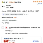 Apple 2025 에어팟 프로 3 USB-C 블루투스 이어폰