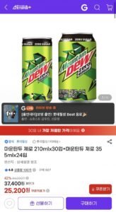 마운틴듀 제로 210mlx30입+마운틴듀 제로 355mlx24입