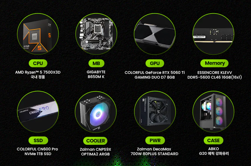 7500X3D+RTX5060Ti 8GB+16G+1TB