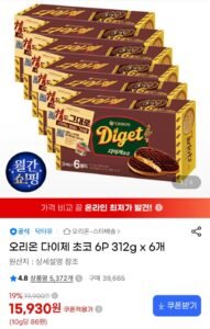 오리온 다이제 초코 6P 312g 6개