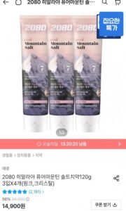 2080 히말라야 퓨어마운틴 솔트치약 120g 12개입