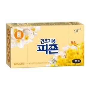 피죤 건조기용 오리지널 드라이시트 섬유유연제 옐로미모사 본품 (1개) (120개입) 1개입당 66원