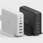 신지모루 90W 6포트 PPS 접지 초고속 멀티 C타입 USB PD 충전기 어댑터, 블랙, 1개