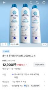 퓨어워터 미스트 300ml 3개