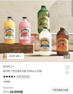 분다버그 탄산음료 5종 375ml x 12입