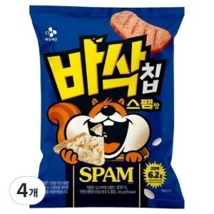 CJ 바삭칩 스팸맛 고단백 쌀과자, 45g (4개)