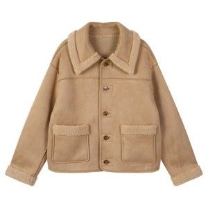 플라스틱아일랜드 여성용 카라 뽀글이 리버시블 무스탕 자켓 PR4MJ582 (PALE BEIGE) [M]