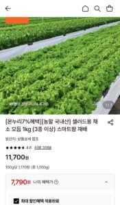 국내산 샐러드용 채소 모듬 1kg (3종 이상)