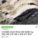 국내산 흰다리 새우 횟감용 1kg 35미 내외