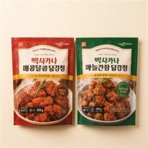 멕시카나 닭강정, 매콤달콤맛, 500g, 1개 + 마늘간장맛, 500g, 1개