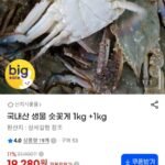 국내산 생물 숫꽃게 1kg+1kg