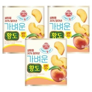 오뚜기 LIGHT 앤 JOY 가벼운 황도, 280g (3개) (280g × 3개)