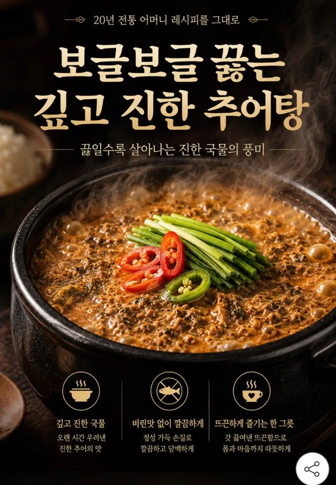 국내산 추어로 만든 프리미엄 추어탕 500g 5팩