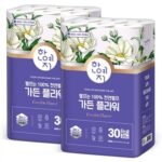 한예지 가든 플라워 3겹 천연펄프 화장지, 30m, 30롤, 2팩