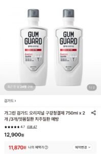 가그린 검가드 오리지널 구강청결제 750ml x 2개