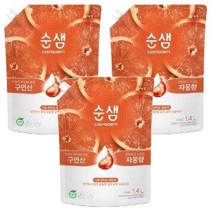 순샘 구연산 자몽향 주방세제 리필, 1.4L (3개) (1.4L × 3개)