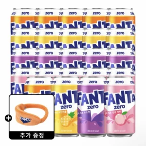 환타 제로 오렌지+파인+포도+피치 350ml 4종 6입 (총 24캔) +(증정) 환타 세안밴드