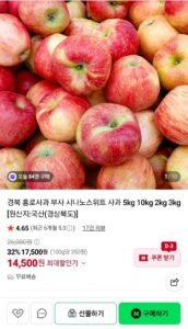 경북 홍로사과 5kg 중소과