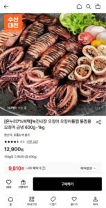 급냉 통찜용오징어 600g 4-5미