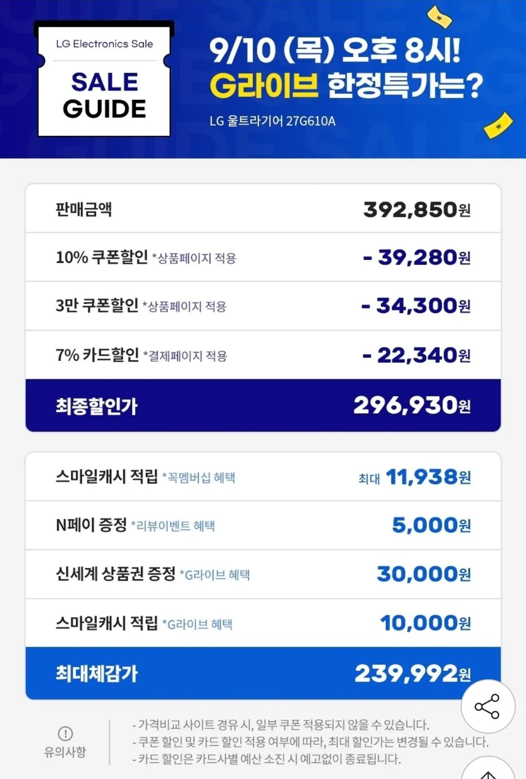 LG 울트라기어 IPS 27g610A QHD 게이밍모니터 (체감가 23.9만원대)