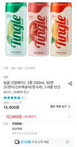 팅글 리얼에이드 3종 250ml 30캔