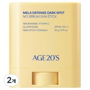 에이지투웨니스 멜라 디펜스 기미 노세범 선스틱 SPF50+ PA++++ (20g × 2개)