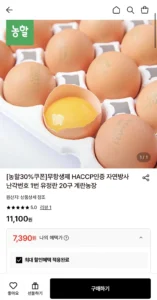 자연방사 난각번호1번 유정란 20구