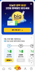 2만원 이상 2천원 중복쿠폰
