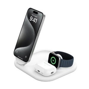 벨킨 부스트 차지 Qi2 15W 3in1 마그네틱 폴더블 고속 무선 충전기 WIZ029krWH (화이트 × 1개)