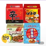 신라면 5입+너구리 5입+짜파게티5입+배홍동 4입