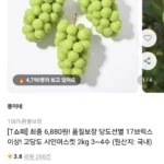 샤인머스켓 2kg 3~4수 (티멤6,880 / 배송비 무배)