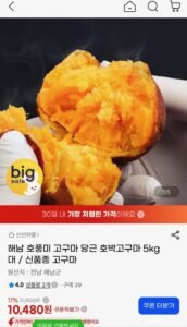 해남 호풍미 당근 호박고구마 5kg 대