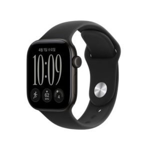(1차 예약) 공식 애플워치 12 GPS 42mm 블랙 알루미늄, 블랙 스포츠 밴드 (S M) MJEA4KH A