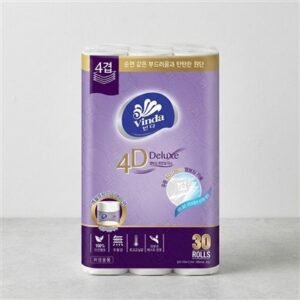 빈다 4D Deluxe, 4겹, 엠보싱, 23m, 30롤, 2팩