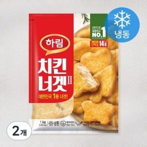 하림 치킨너겟 2 (냉동), 1kg (2개) (1kg x 2개)