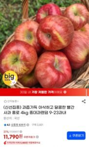 국내산 홍로사과 4kg 중대과