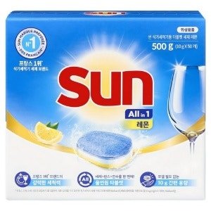 유니레버 썬 식기세척기용 타블렛 세제 레몬 50개입, 500g (1개) (500g x 1개)