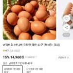 난각번호 1번 2번 유정란 대란 40구