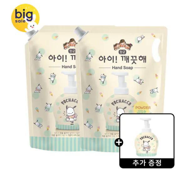 아이깨끗해X포차코 핸드워시 순향 리필 1.8l 2개+포차코 공용기 증정