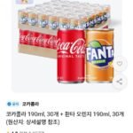 코카콜라 190ml, 30개+환타 오렌지 190ml, 30개