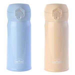 디유 비비드 2중 진공 원터치 보온병 2종 세트 (스카이 + 아이보리 × 350ml × 1세트)