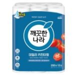 깨끗한나라 데일리 천연펄프 키친타올 (12개) (200매 × 12개)