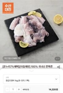 국내산 중갑오징어 1kg 1팩 (5-12미)