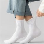 발이 편한 카바 밴딩 중목 양말, 남성용, 화이트, 20켤레