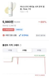 쿠팡 이니스프리 레티놀 시카흔적 앰플 15ml