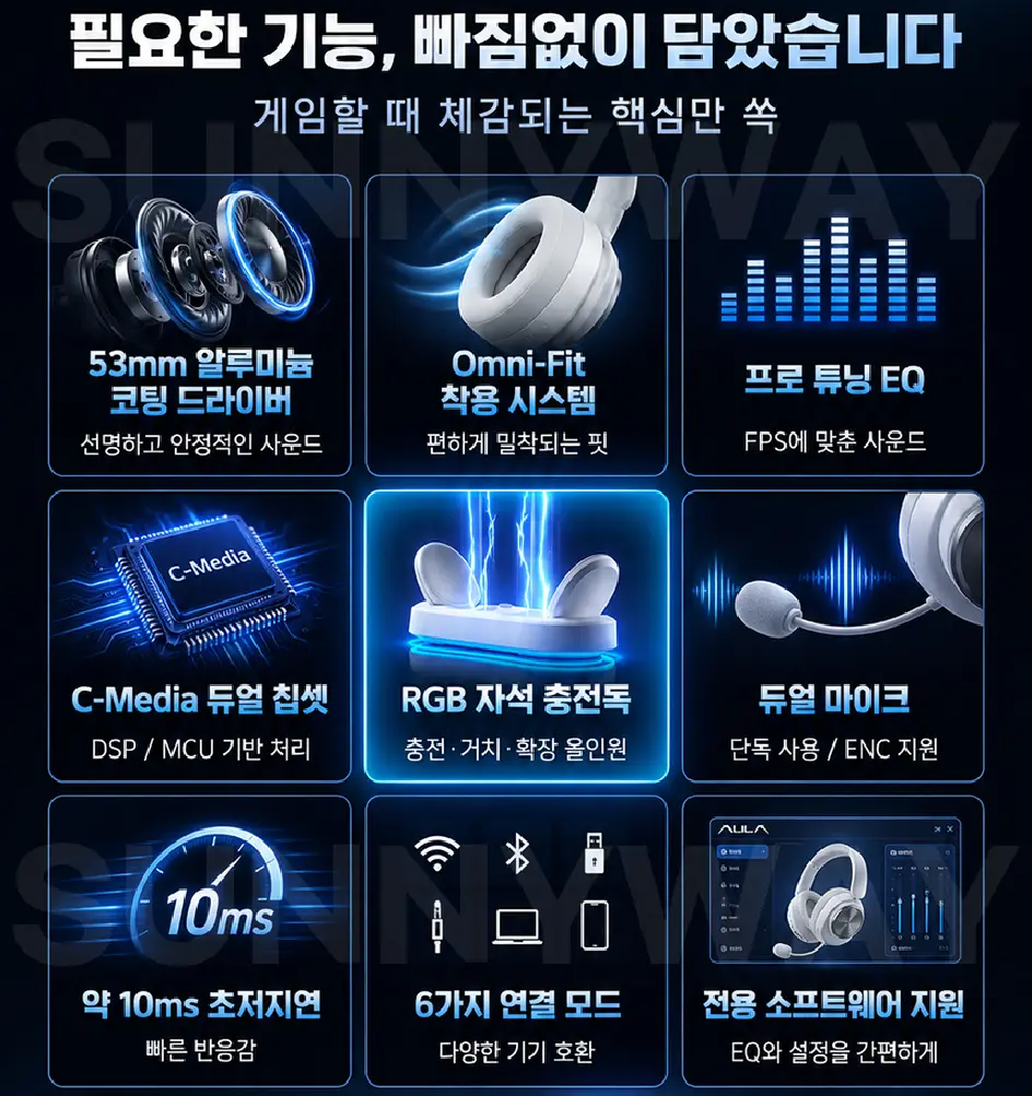 AULA 독거미 G7 Pro V2 게이밍 무선 헤드셋_역대가