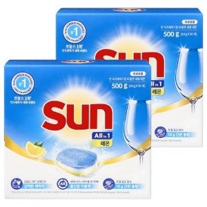 유니레버 썬 식기세척기용 타블렛 세제 레몬 50개입, 500g (2개) (500g × 2개)