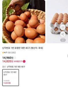 난각번호 1번 유정란 대란 40구